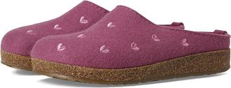 Haflinger Cuorcini Womens Slippers Fucshia : EU 41 (US Womens 10) B - Medium, Felt/Rubber/Wool