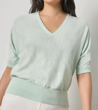 Lilla P Dolman V-Neck Sweater In Blue Mist