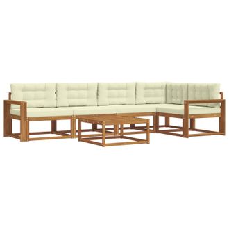 vidaXL Conjunto De Sof&aacute;s De Exterior Con Coj&iacute;n 6 Pcs Natural Y Crema Vidaxl