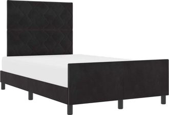 vidaXL Bed Frame with Headboard Black 120 x 190 cm Velvet Vidaxl