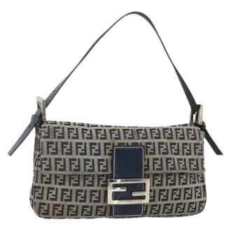 Fendi Pre-owned Shoulder Bags, female, Blue, Size: ONE SIZE Pre-owned Vintage Zucchino Shoulder Bag