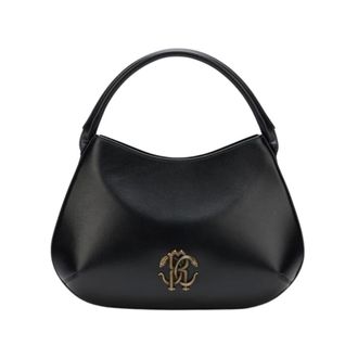 Roberto Cavalli Leather Top Handle Bag with Monogram RC - female - Roberto Cavalli - Handbags - Black - ONE SIZE - Bags