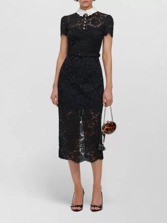 Self Portrait lace belted short-sleeve midi dress