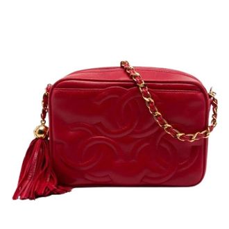 Chanel Pre-owned Lambskin Tassel Crossbody Bag - Dames - Pre-owned - Rood - Maat: ONE Size Leer