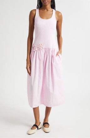 Stine Goya Mixed Media Tank Midi Dress in Cherry Blossom at Nordstrom, Size X-Small