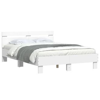 Berkfield Home Durable Bed Frame with LED without Mattress White 120x200 cm | Size: Small Double