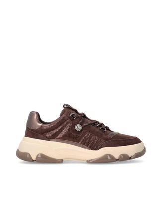 Pinko Brown Suede Athena Thick Sole Sneakers