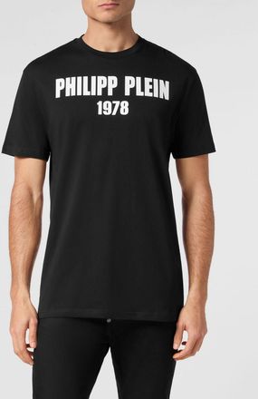 Philipp Plein T-shirt in cotone con stampa logo lettering a contrasto sul petto