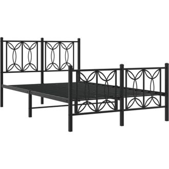 vidaXL Vidaxl - Estructura Cama Sin Colch&oacute;n Con Estribo Metal Negro 120x190 Cm