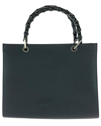 Gucci Black Leather Bamboo Tote (Authentic Pre-Loved)
