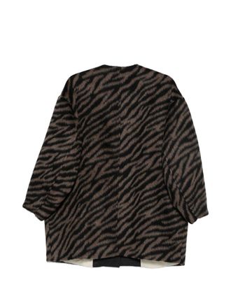 Alysi Tiger-Print Brushed Wool Coat - Brown