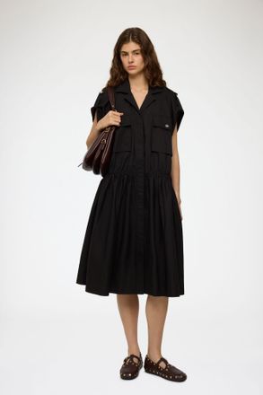 Ganni Black Dress in Cotton - Size 32 Organic