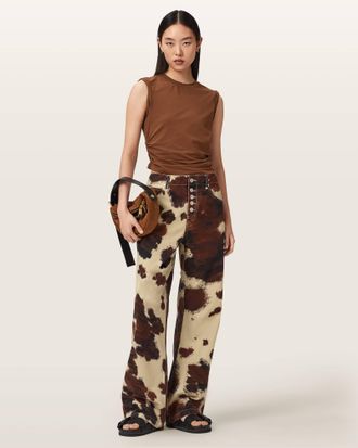 AllSaints Taya Cow Print Denim Jeans