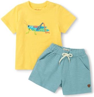 Hatley Kids Grasshopper Appliqu&eacute; T-Shirt & Shorts Set in Yellow at Nordstrom, Size 18-24M