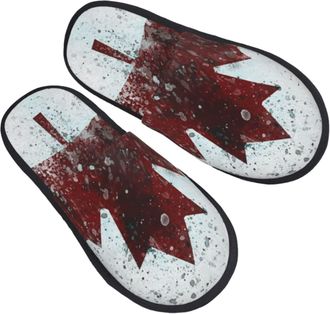 Generic Women Men Slippers Canada Flag Vintage House Slippers Fluffy Bedroom Slipper Plush Fleece Lined House Shoes For Travel Guest Indoor M