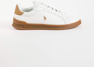 Polo Ralph Lauren Heritage sneakers da tennis bianche e color cuoio-Bianco