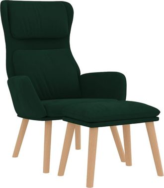 vidaXL Sill&oacute;n De Relax Con Taburete Terciopelo Verde Oscuro Vidaxl
