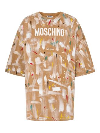 Moschino beige paint-splatter T-shirt - Neutrals