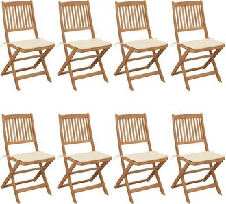 vidaXL Vidaxl - Sillas De Jard&iacute;n Plegables 8 Uds Madera Maciza Acacia Y Cojines