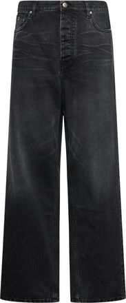 John Richmond Rechte Jeans met Zijdetails - Heren - Loose Fit Jeans - Zwart - W30 - Katoen - Jeans