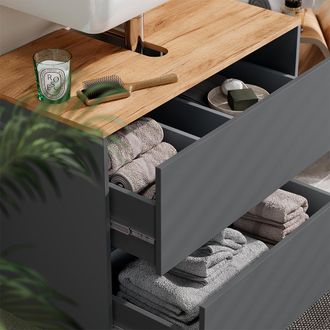 Vicco Mueble Bajo Lavabo Viktor, Antracita/roble Dorado, 80.2 X 65 Cm, Vicco
