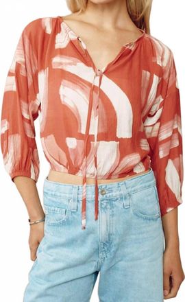 Bella Dahl Tie Up Pullover Top In Abstract Art Print