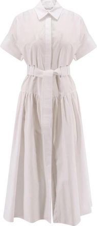 Max Mara Overhemdjurk - Dames - Shirt Kleedjes - Wit - S - Katoen - Kleedjes