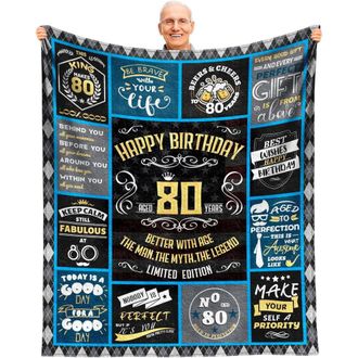 OEM Manta De Regalo Para Hombre De 80 Cumplea&ntilde;os: Adecuada Para Hombres Nacidos En 1945, 60 X 50 Pulgadas, Hecha De Franela, Es Un Regalo Ideal Para Padre