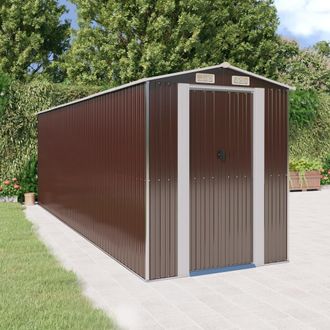 vidaXL Cobertizo Jard&iacute;n Acero Galvanizado Marr&oacute;n Oscuro 192x606x223 Cm Vidaxl
