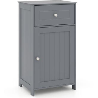 Costway Single Door Bathroom Cabinet Stable & Safe Bathroom Organizer-Grey