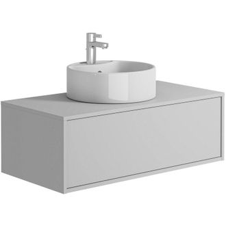 Vente-Unique Mobile per bagno sospeso con lavabo singolo tondo 94 cm Bianco - teana ii