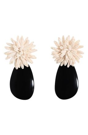 Mango Resin Flower Drop Earrings in Beige at Nordstrom