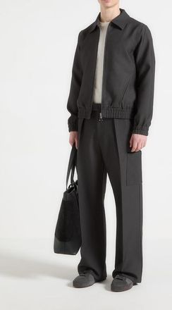 Mani&egrave;re De Voir Luca Wide Leg Trousers With Pleat Pocket Detail in Grey at Nordstrom, Size 38