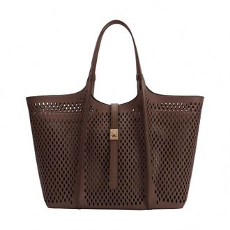 Melie Bianco Womens Malia Laser Cut Vegan Leather Tote Bag In Chocolate