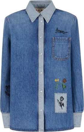 Marni Camicia denim con ricamo - Blu