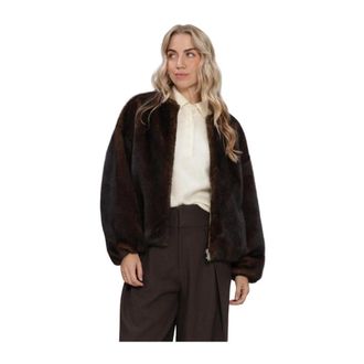 Arma Etta Faux-Mink Jas - Dames - Jassen - Bruin - Maat: XS Zijde