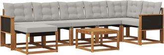 vidaXL Vidaxl Conjunto De Sof&aacute;s De Exterior 8 Uds. Natural Y Gris Claro