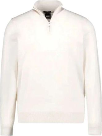 HUGO BOSS Ebenji-L Troyer - Heren - Ronde hals truien - Wit - 2XL - Wol - Truien & Vesten