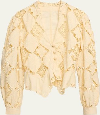 Isabel Marant Nina Lace Embroidered Peplum Top