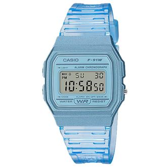 Casio Mens Transparent Blue Digital Watch - F-91WS-2CF