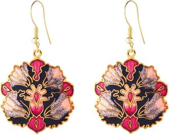 Susan Caplan Vintage Orecchini Cloisonné anni 80 - Nero