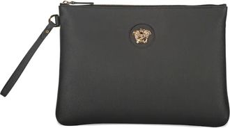Versace Medusa Head-embellishment clutch bag - women - Calf Leather - One Size - Black