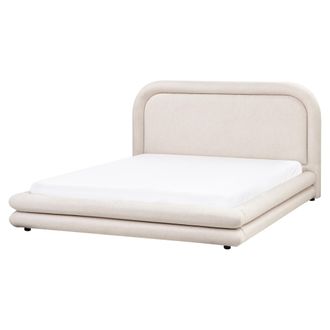 Beliani Cama Tapizada De Tela Con Cabecero Y Somier Muebles De Dormitorio Beige Claro 160 X 200 Cm Lavardens