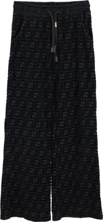 Fendi Fendi FF broek met wijde pijpen en trekkoord in zwart fluweel