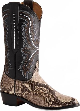 Lucchese Womens Stella Python Boots In Black/white