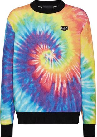 Philipp Plein Pullover Ronde Hals Tie Dye - Heren - Ronde hals truien - Veelkleurig - XL - Wol - Truien & Vesten