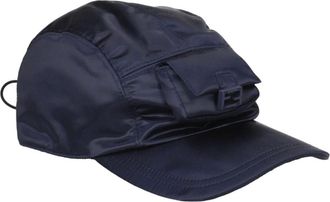 Fendi Caps, male, Blue, Size: ONE SIZE Blue Polyamide Baseball Hat with Logos