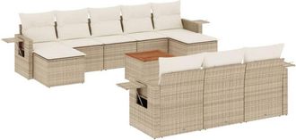 vidaXL Set De Sof&aacute;s De Jard&iacute;n 11pzas Con Cojines Rat&aacute;n Sint&eacute;tico Beige Vidaxl