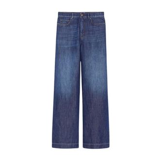 Max Mara Jeans, Dames, Blauw, 2Xs, Linnen, Linnenmix Wijde Pijp Jeans