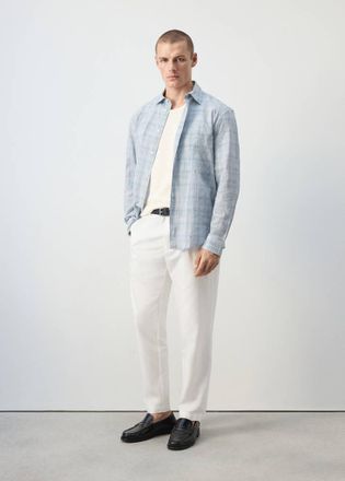 Mango Pantaloni regular fit in misto cotone lyocell bianco sporco - Uomo - 44 - MANGO MAN